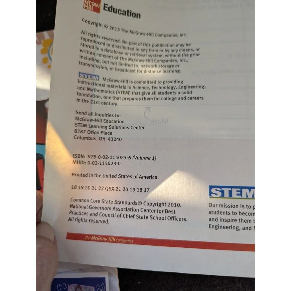 McGraw‎ Hill Education My Math Paperback Workbooks Volume 1